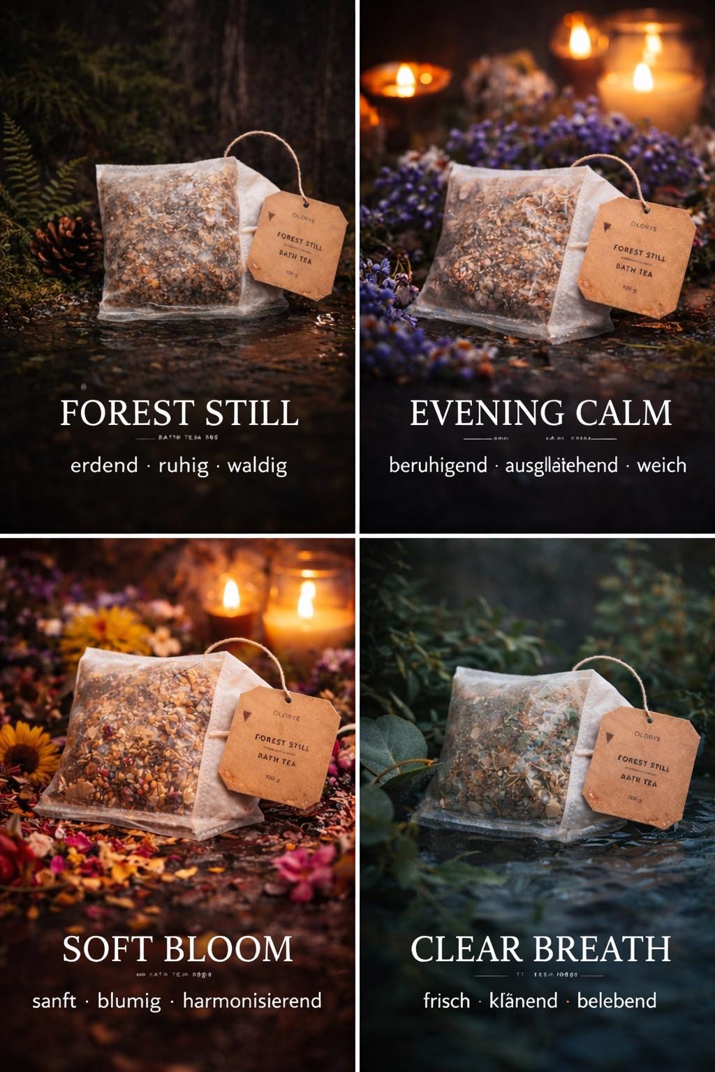 EVENING CALM Bath Tea · Bio Kräuterbad für den Abend · Sanftes Entspannungsbad · Aromatherapie · Handmade · 100 g · Wellness · Kräuterbad
