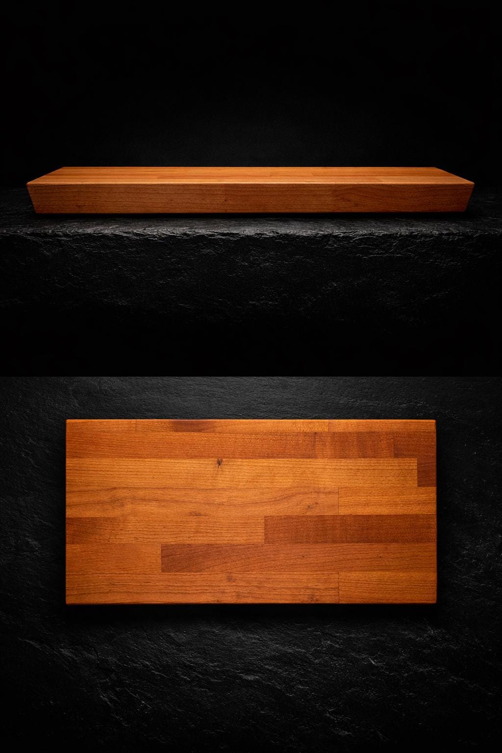 OLDRYE Nature Cherry Facette | Designer Schneidebrett & Servierbrett aus Kirschholz | 49x29x4 cm | 70 Grad Ergonomie-Schnitt | Handgefertigt